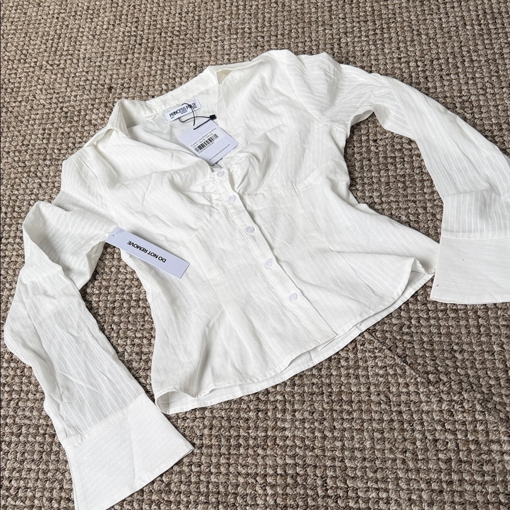 Princess Polly White Long-Sleeve Blouse